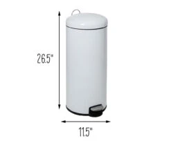 White Stainless Steel 8-Gal. Round Pedal Soft-Close Trash Can -Home Decor Store 810669726 A0 8