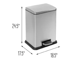 Stainless Steel 15.3-Gal. Rectangular Pedal Soft-Close Trash Can -Home Decor Store 810669730 A0 8