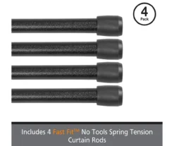 Kenney Fast Fit 4-Piece 7/16" Adjustable Tension Curtain Rod Set, (28"-48") -Home Decor Store 810679602 A0 05