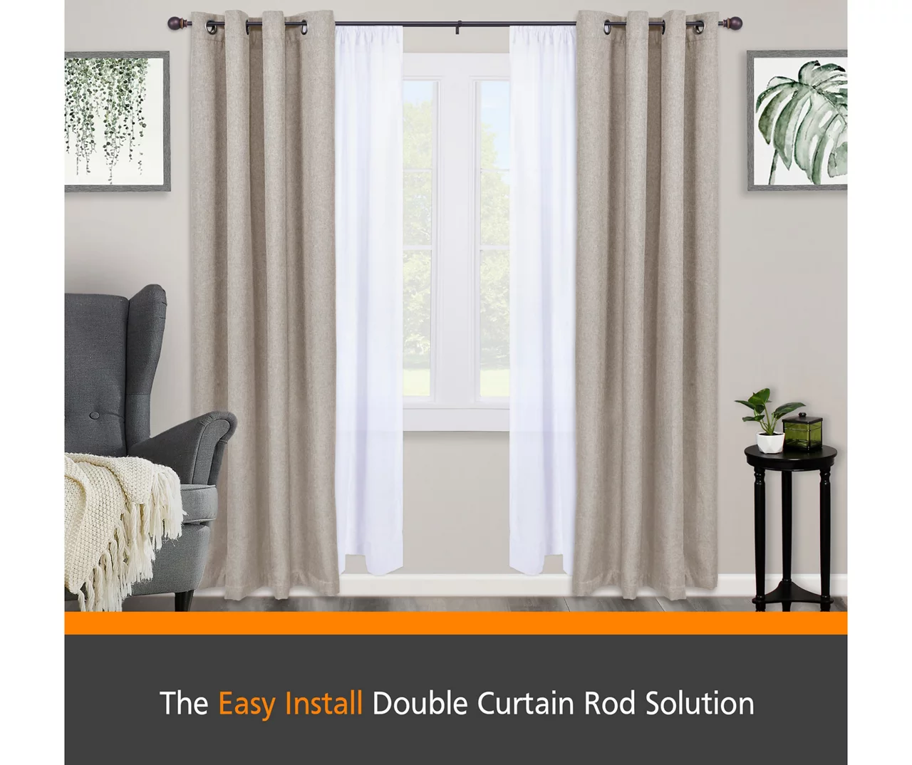 Kenney Birkin Fast Fit 5/8" Adjustable Double Curtain Rod 7 Kenney Birkin Fast Fit 5/8" Adjustable Double Curtain Rod - Image 7