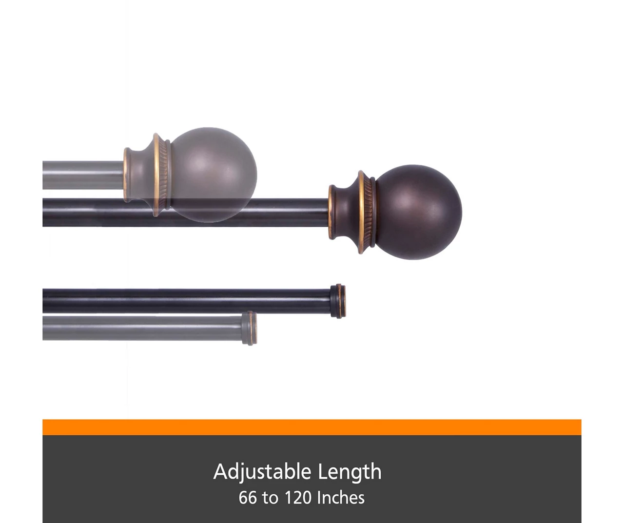 Kenney Birkin Fast Fit 5/8" Adjustable Double Curtain Rod 9 Kenney Birkin Fast Fit 5/8" Adjustable Double Curtain Rod - Image 9