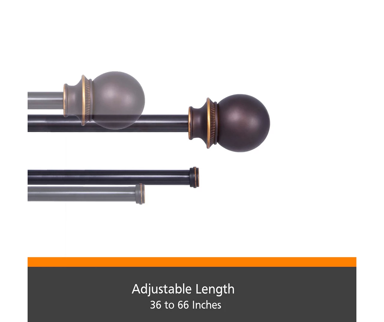 Kenney Birkin Fast Fit 5/8" Adjustable Double Curtain Rod 5 Kenney Birkin Fast Fit 5/8" Adjustable Double Curtain Rod - Image 5